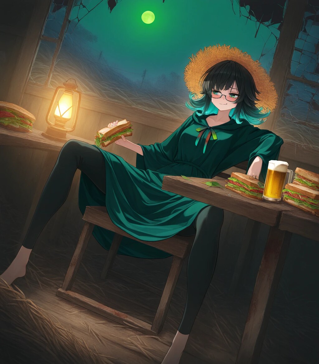 [suno]eating sandwich at Abandoned Service Area