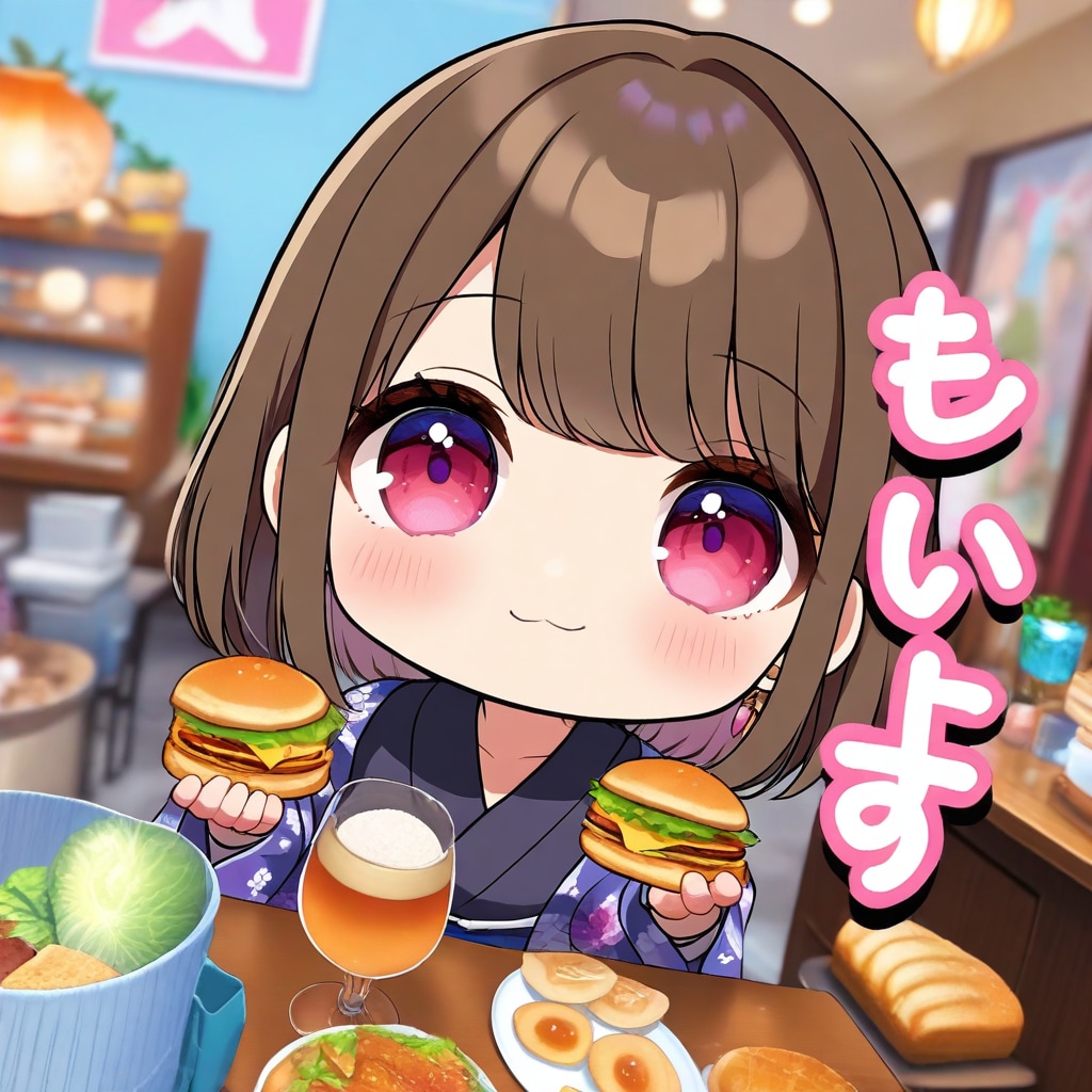 ハンバーガーとビールを楽しむ