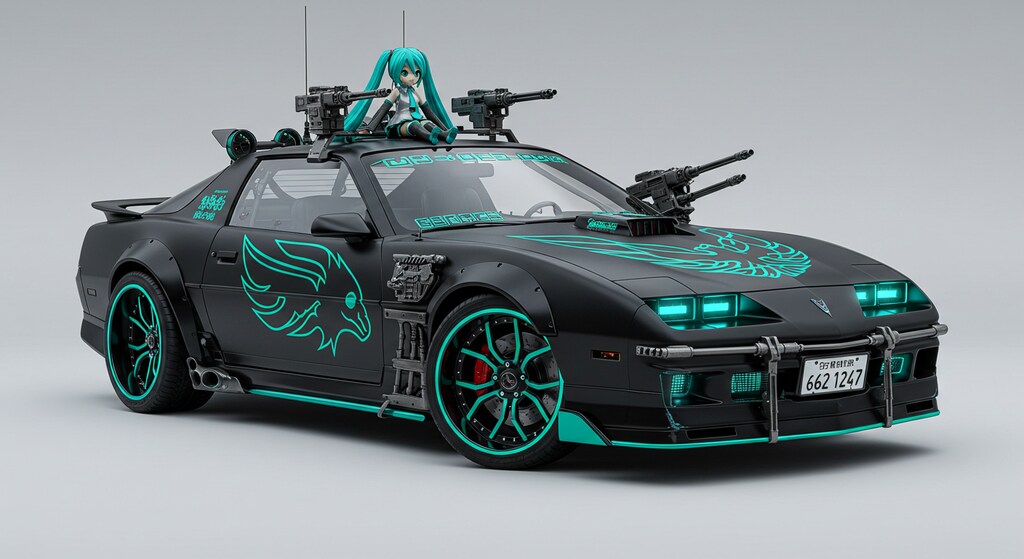 ポンティアックファイヤーバードトランザム軍用車と初音ミク