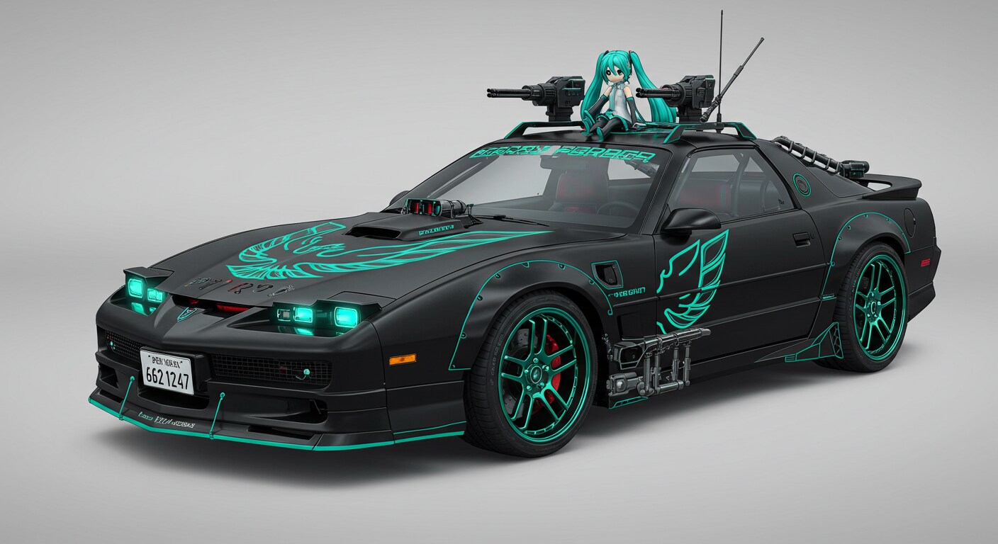 ポンティアックファイヤーバードトランザム軍用車と初音ミク
