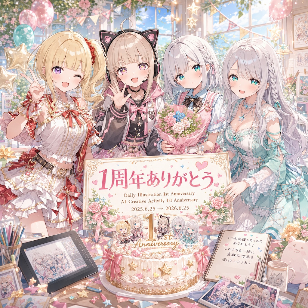 AI創作活動&デイリーイラスト1周年記念イラスト