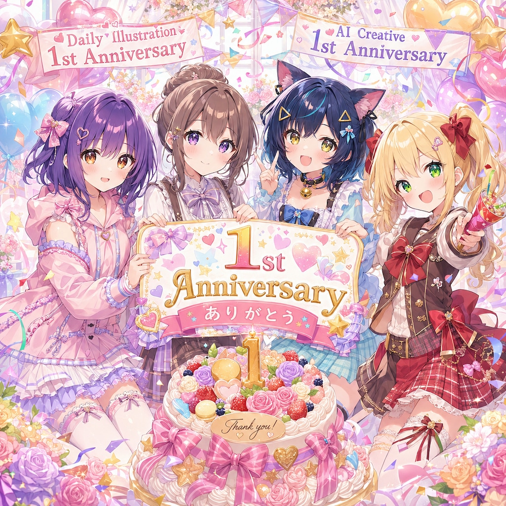 AI創作活動&デイリーイラスト1周年記念イラスト