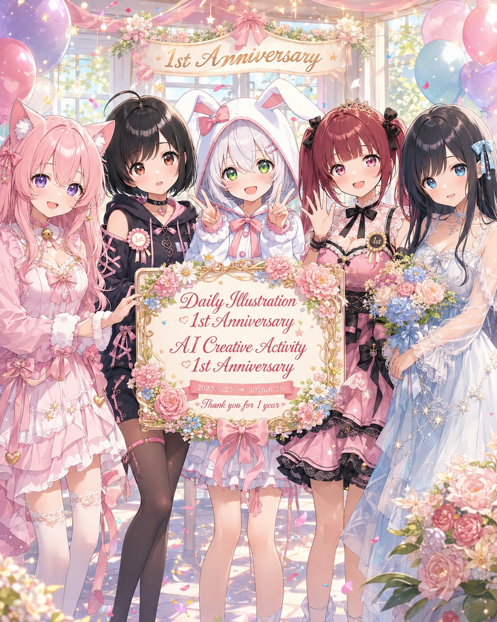 AI創作活動&デイリーイラスト1周年記念イラスト