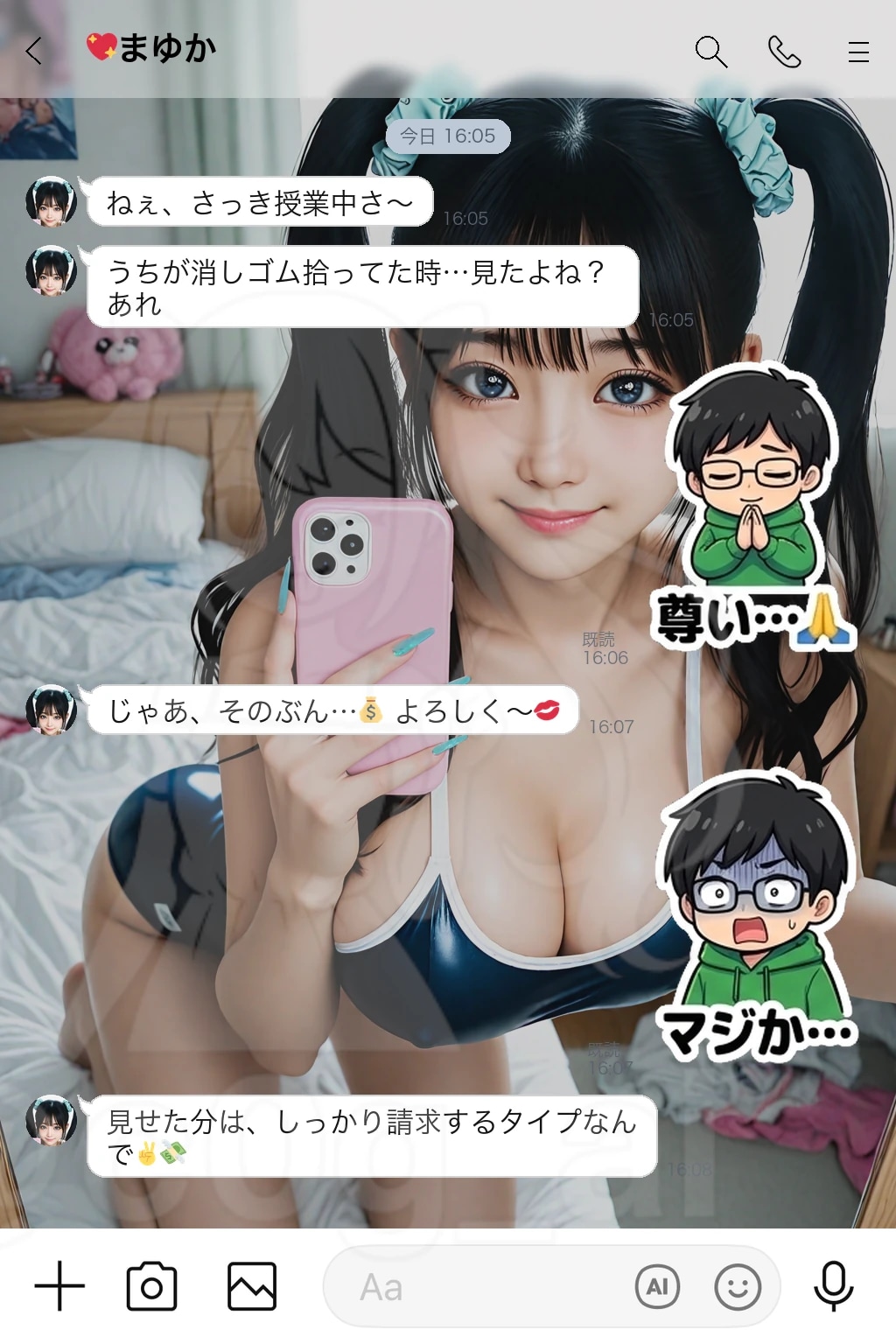 おパンツを見せつけながら、 消しゴムを探している眞由香
