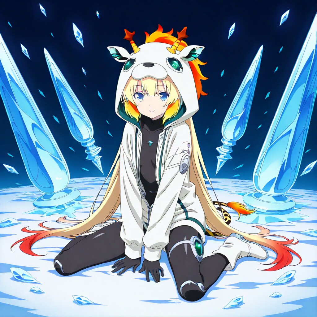 氷の世界とアニマルフーディーメカちび子ちゃん