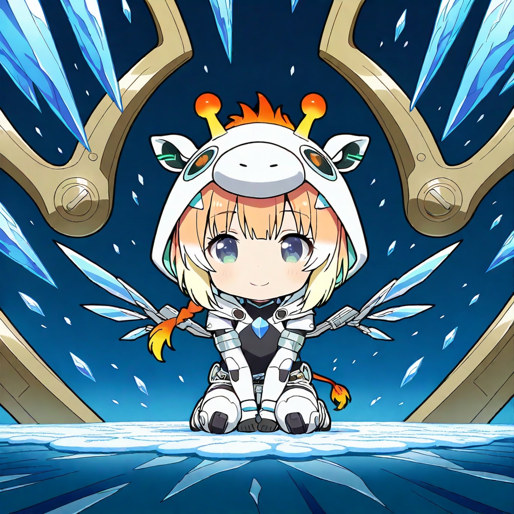氷の世界とアニマルフーディーメカちび子ちゃん | の人気AIイラスト・グラビア