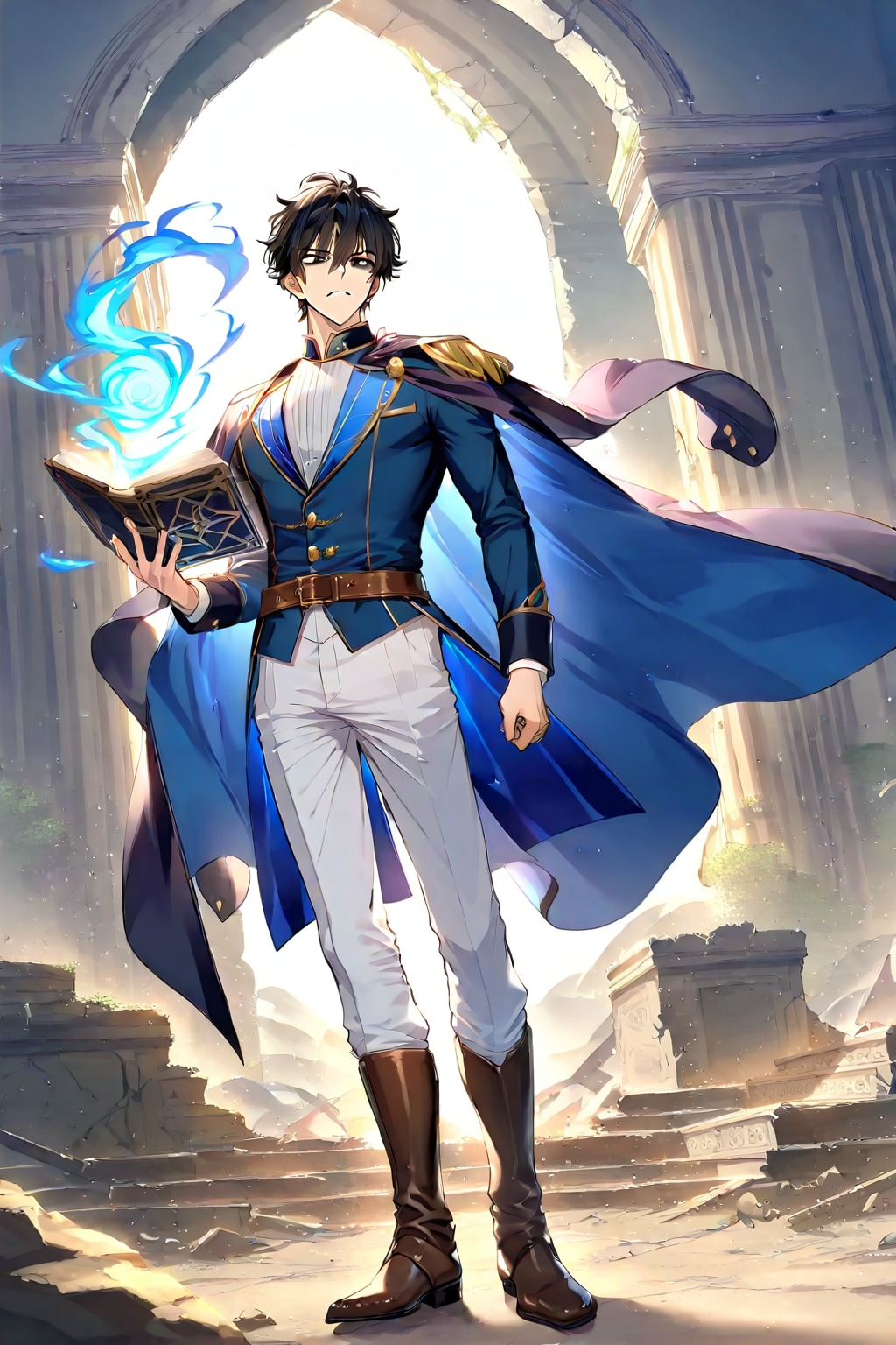 幻想的な古代遺跡の前、大柄な男性魔導士1-1-1-7 | の人気AIイラスト・グラビア