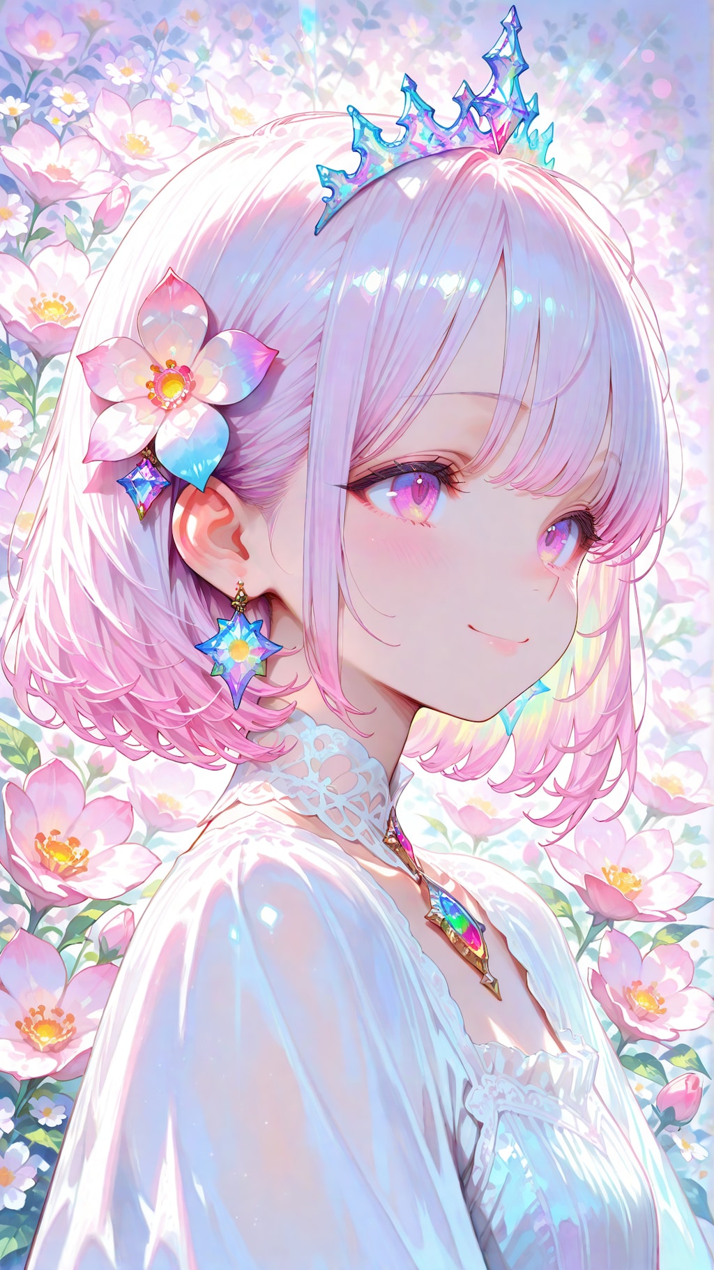 花の背景のお姫様