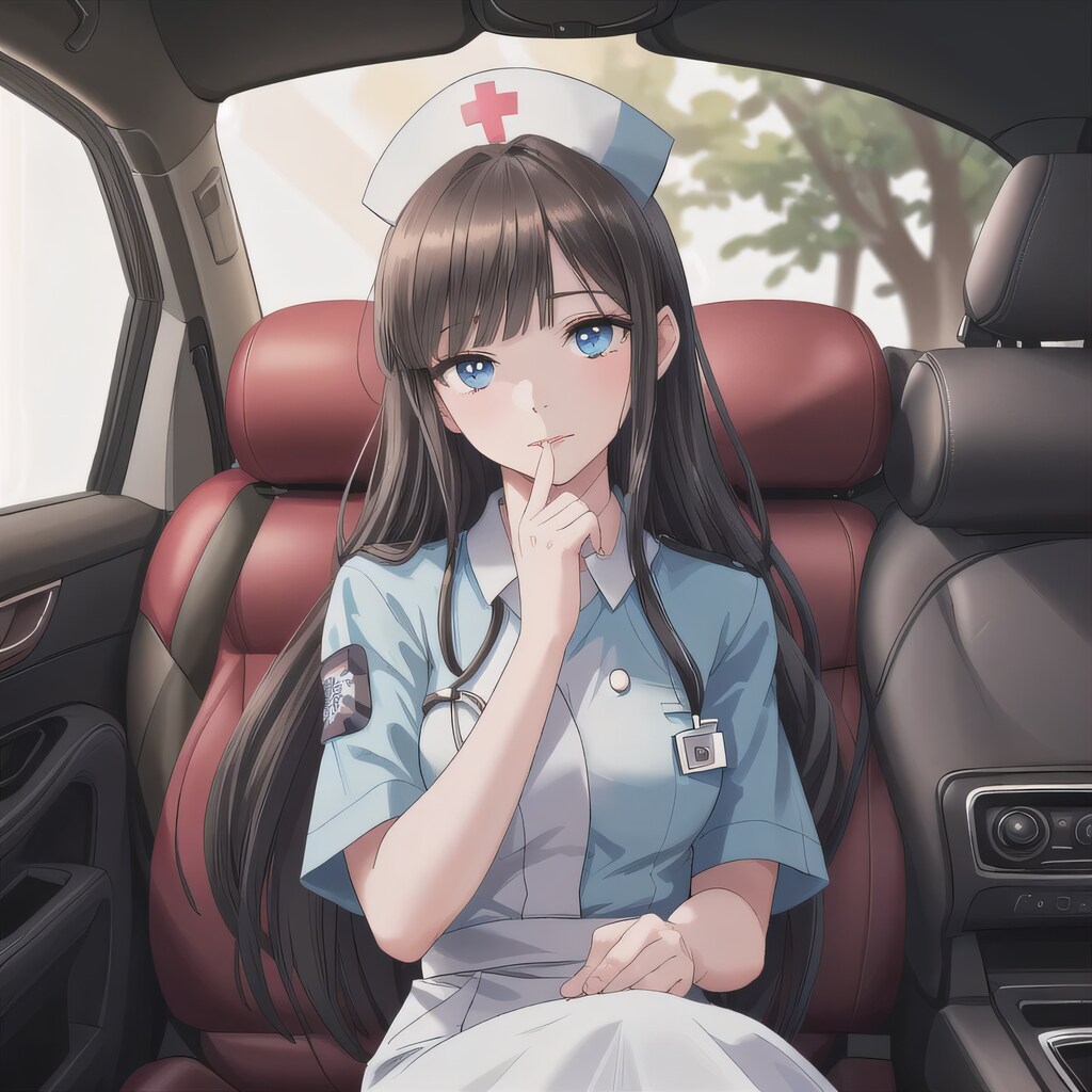 黒髪ロングで車内の少女１６