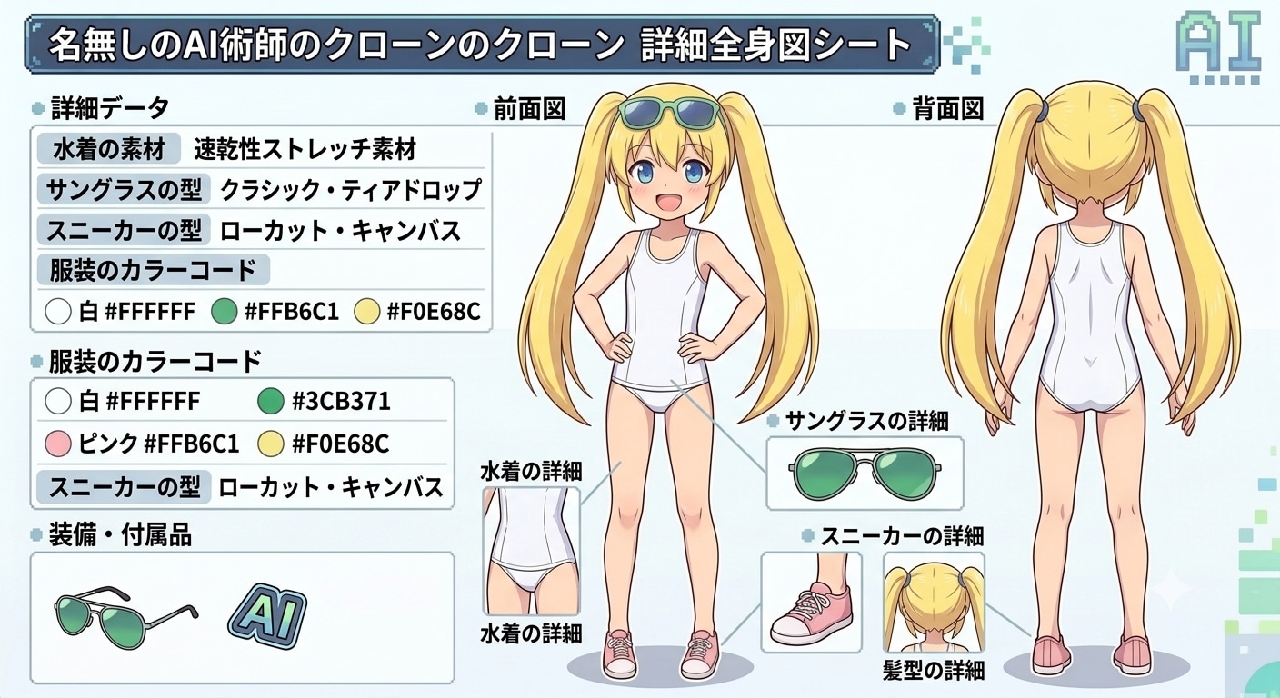 クローン達の前面と背面、そしてこの前のプロフィールシートの差分