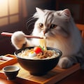 うどんを食べる猫 5枚目