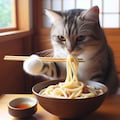 うどんを食べる猫 4枚目