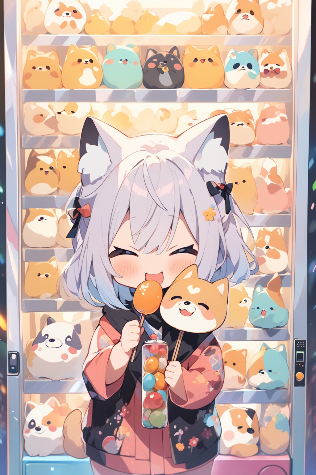 買い食いする銀髪ちゃん