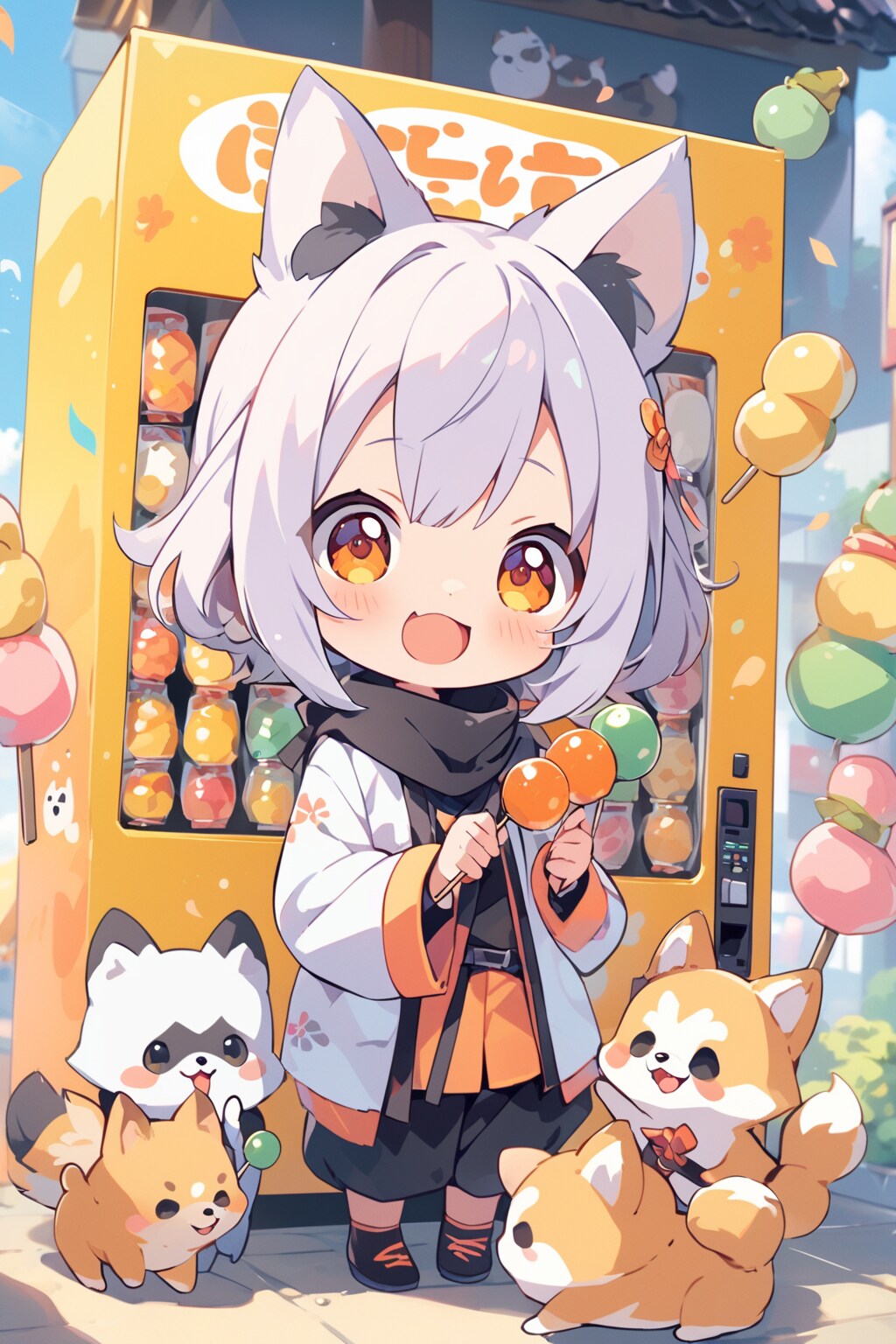 買い食いする銀髪ちゃん