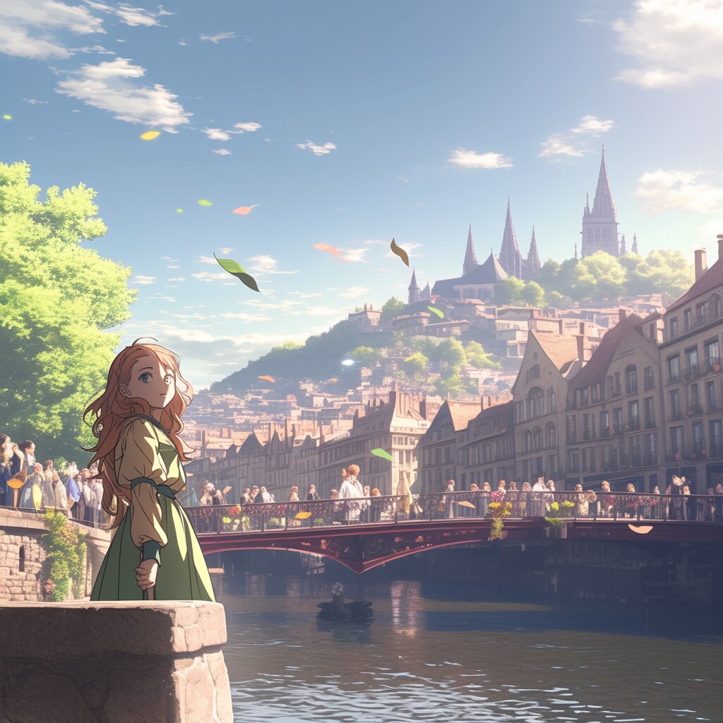 リヨンの街と女の子 Lyon city and girls