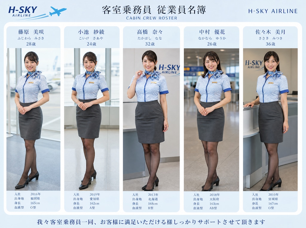 【GPT image2.0】客室乗務員紹介パンフレット