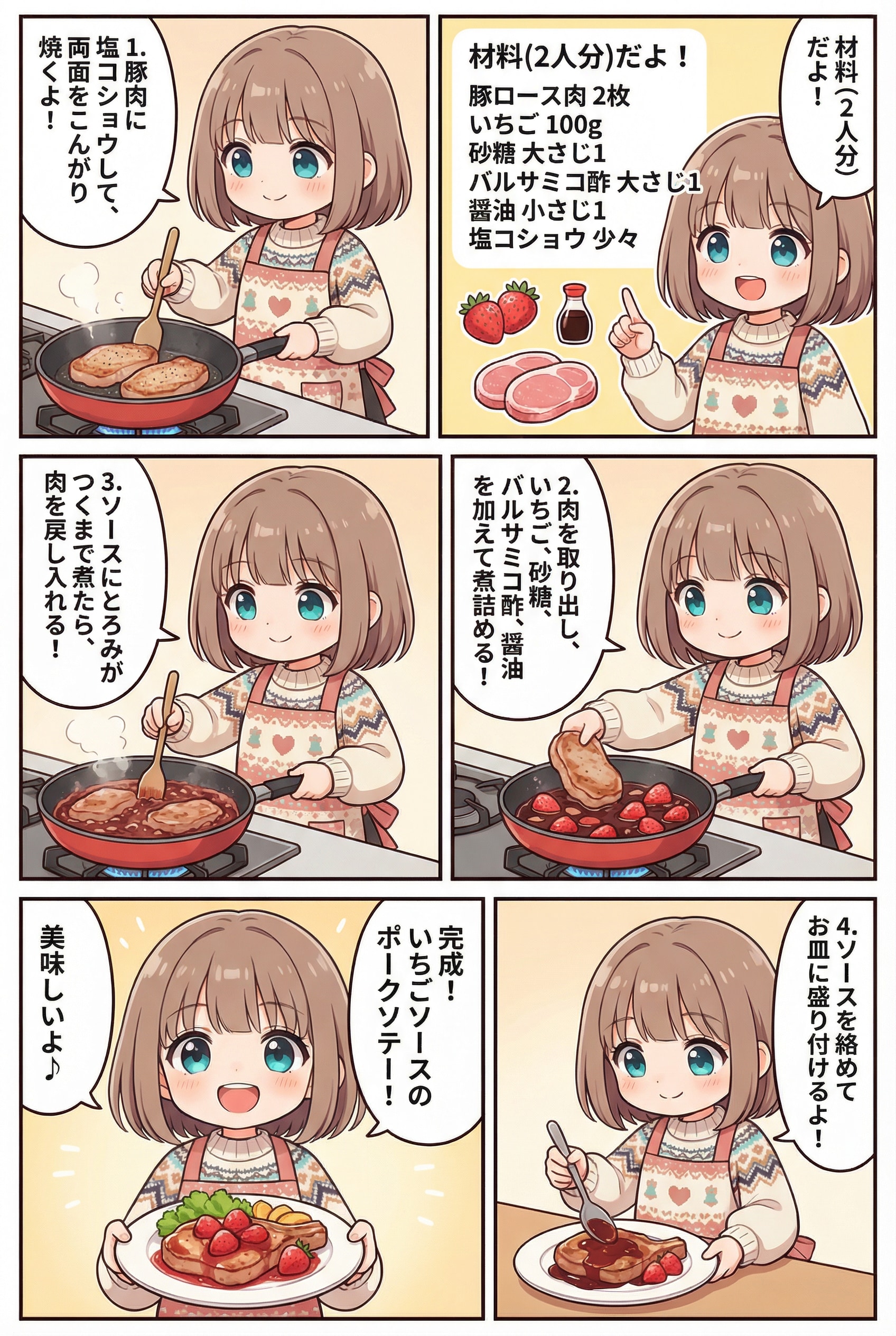 いちごソースのポークソテー | の人気AIイラスト・グラビア