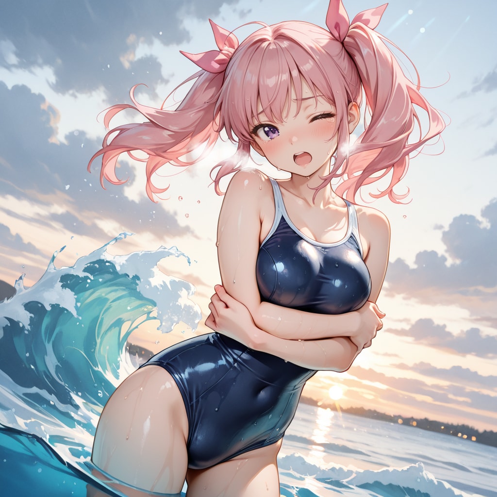 ひなちゃん、寒中水泳をする