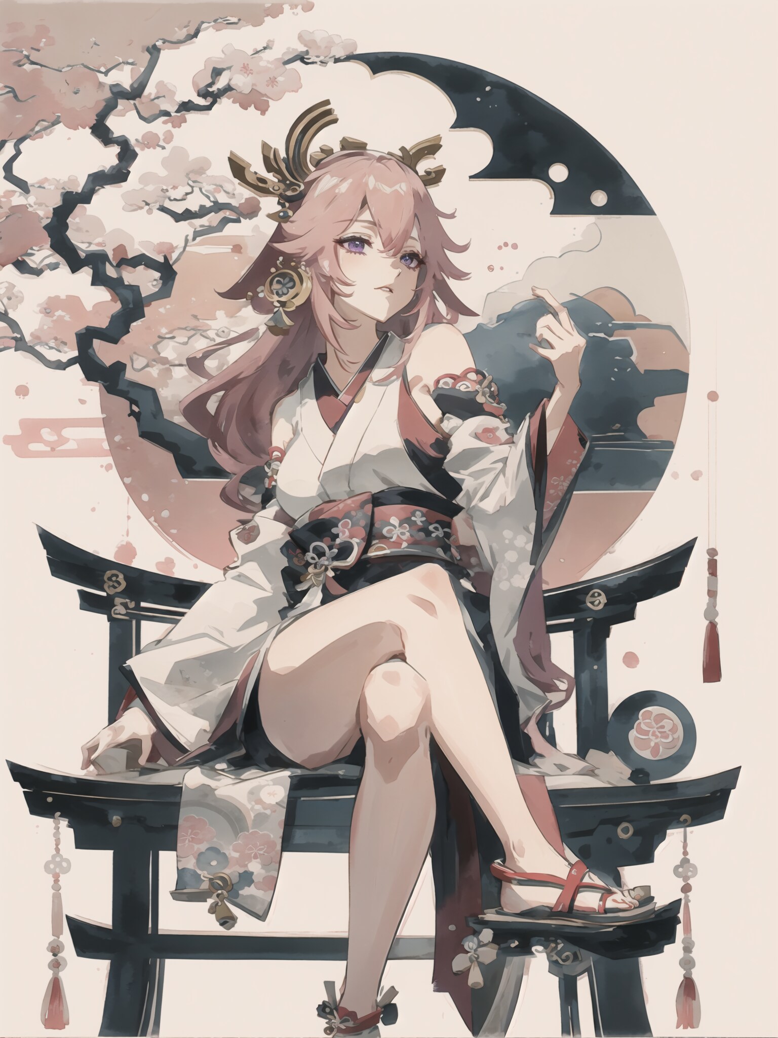 【原神】日本絵画風八重神子