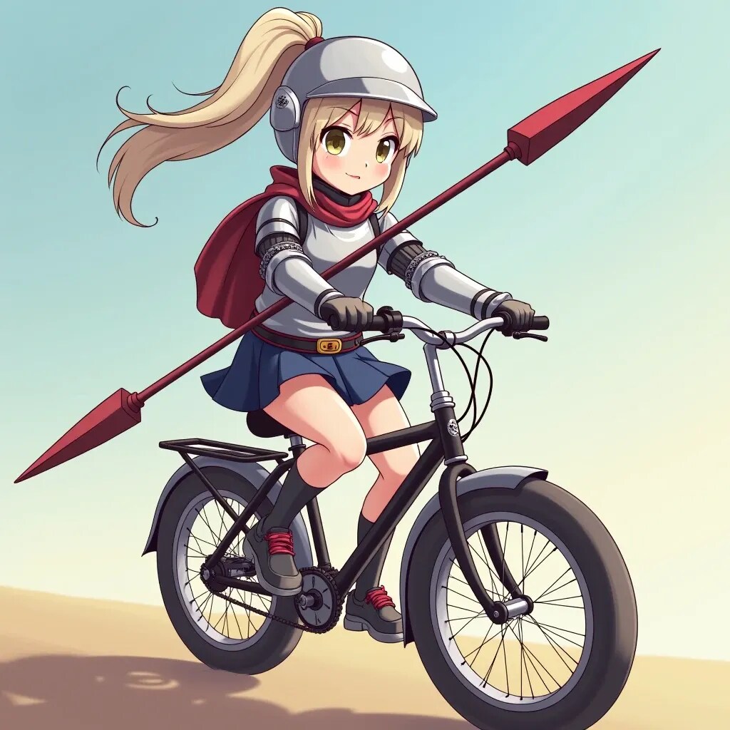 自転車に乗る騎士