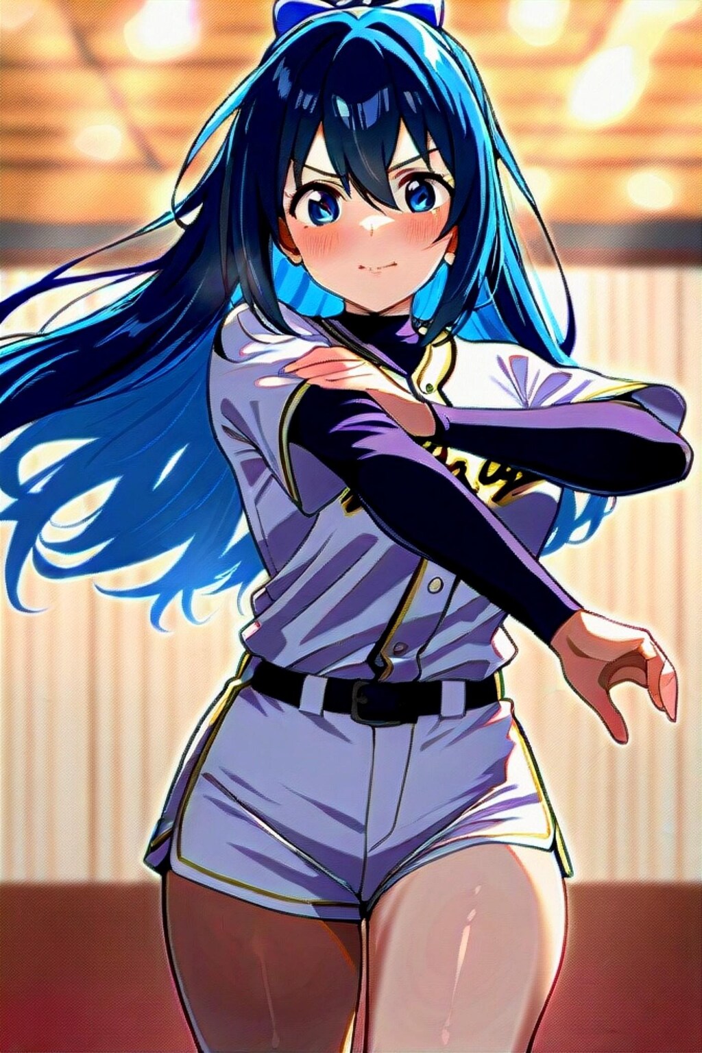 ユニフォームの青髪ちゃん