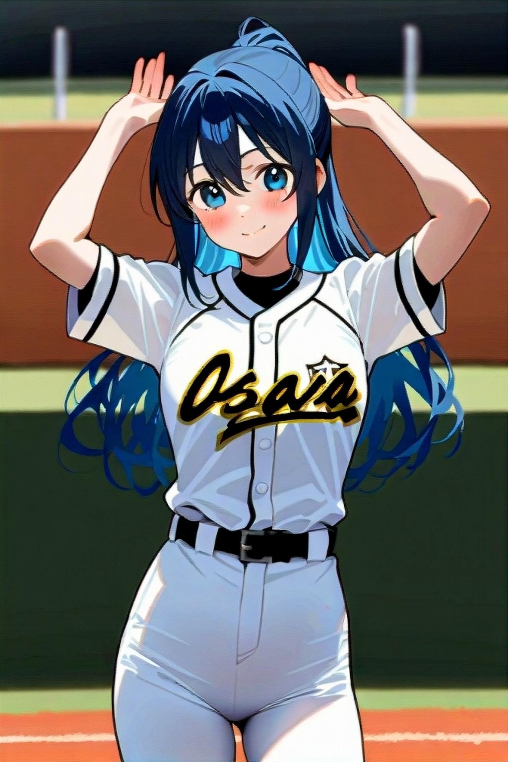 ユニフォームの青髪ちゃん