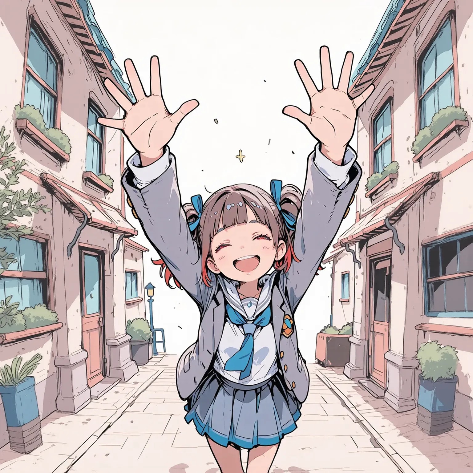 「わあー、あけおめぇ。今日から学校だね」 | の人気AIイラスト・グラビア