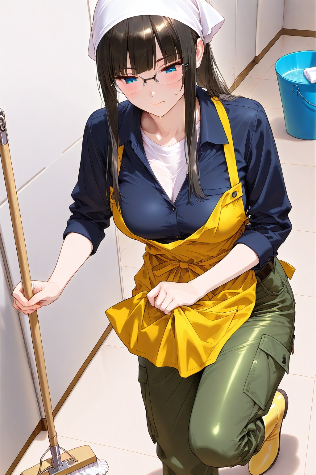 清掃業社でバイト中の委員長さん