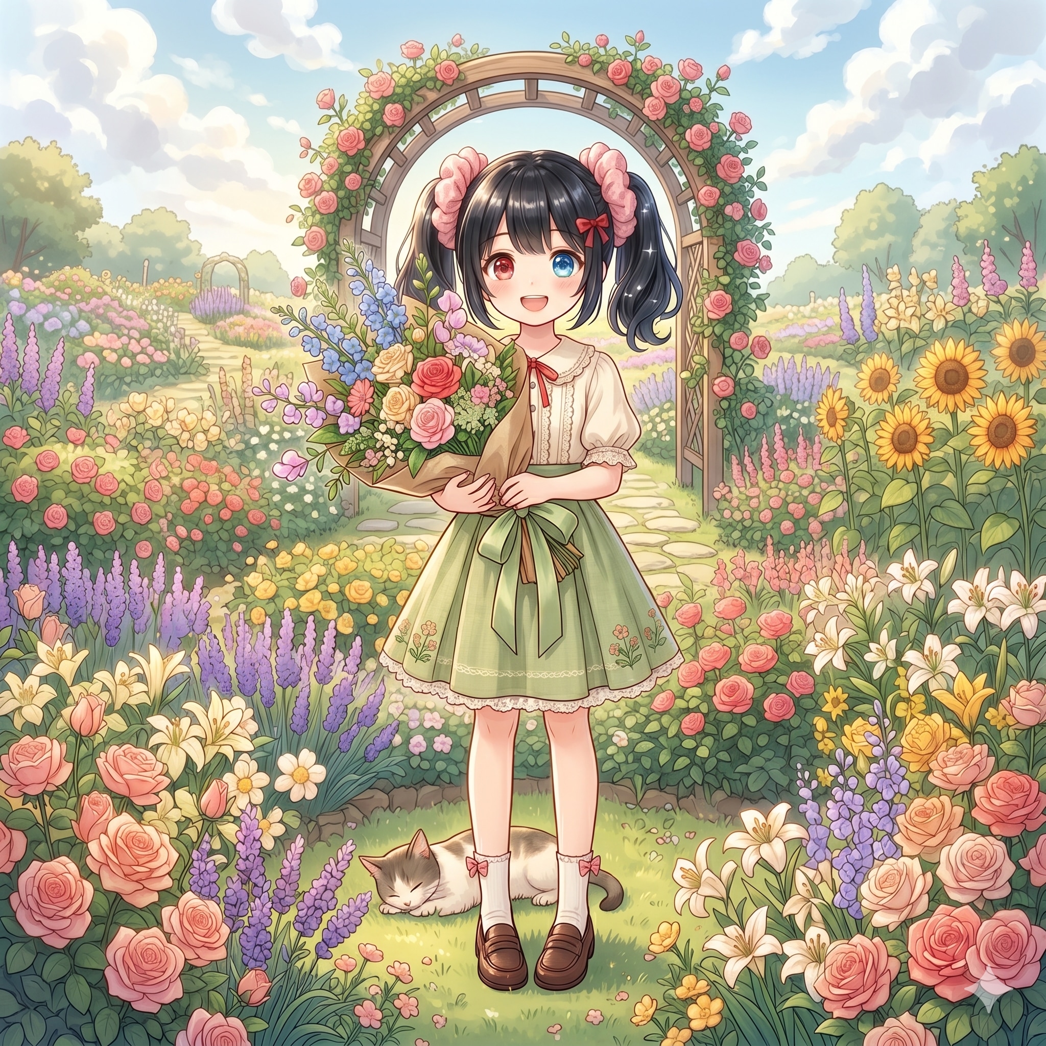 花束とアケちゃん | の人気AIイラスト・グラビア