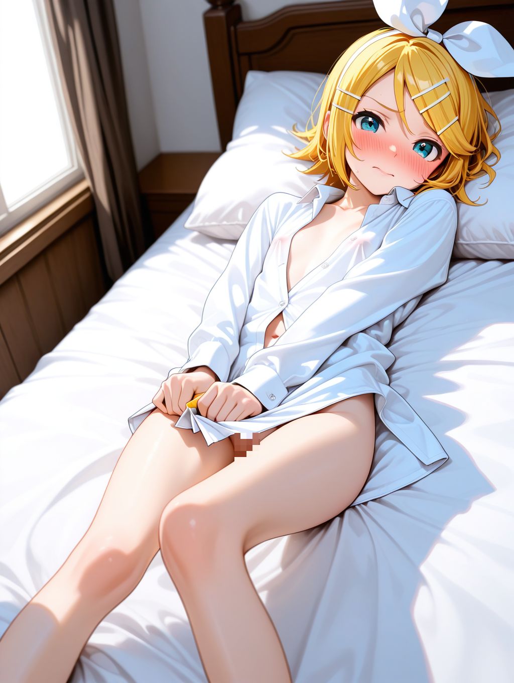 ベッドで準備済みのリンちゃん
