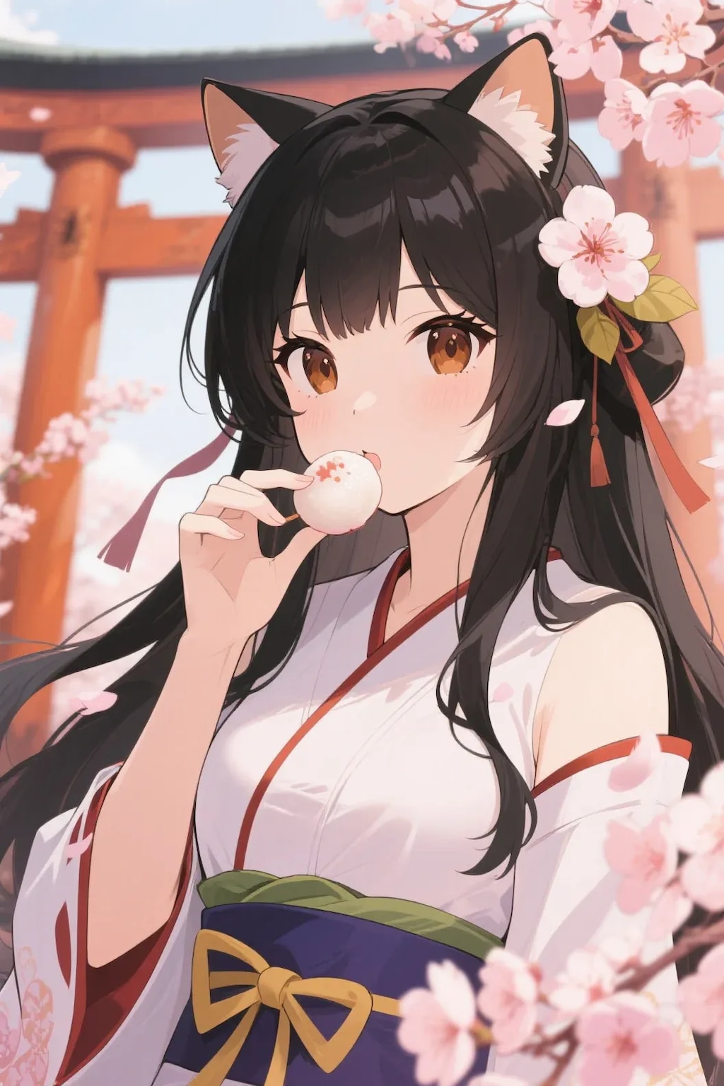 お餅を食べるさくらちゃん