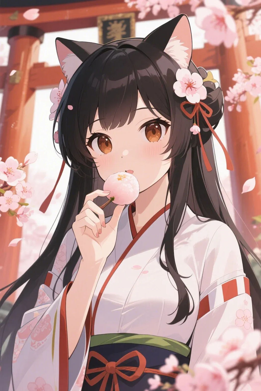 お餅を食べるさくらちゃん