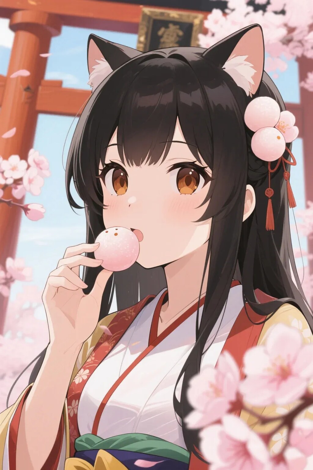 お餅を食べるさくらちゃん