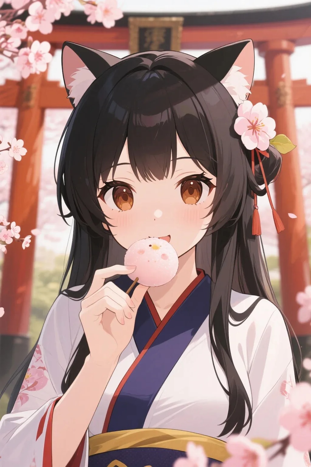 お餅を食べるさくらちゃん