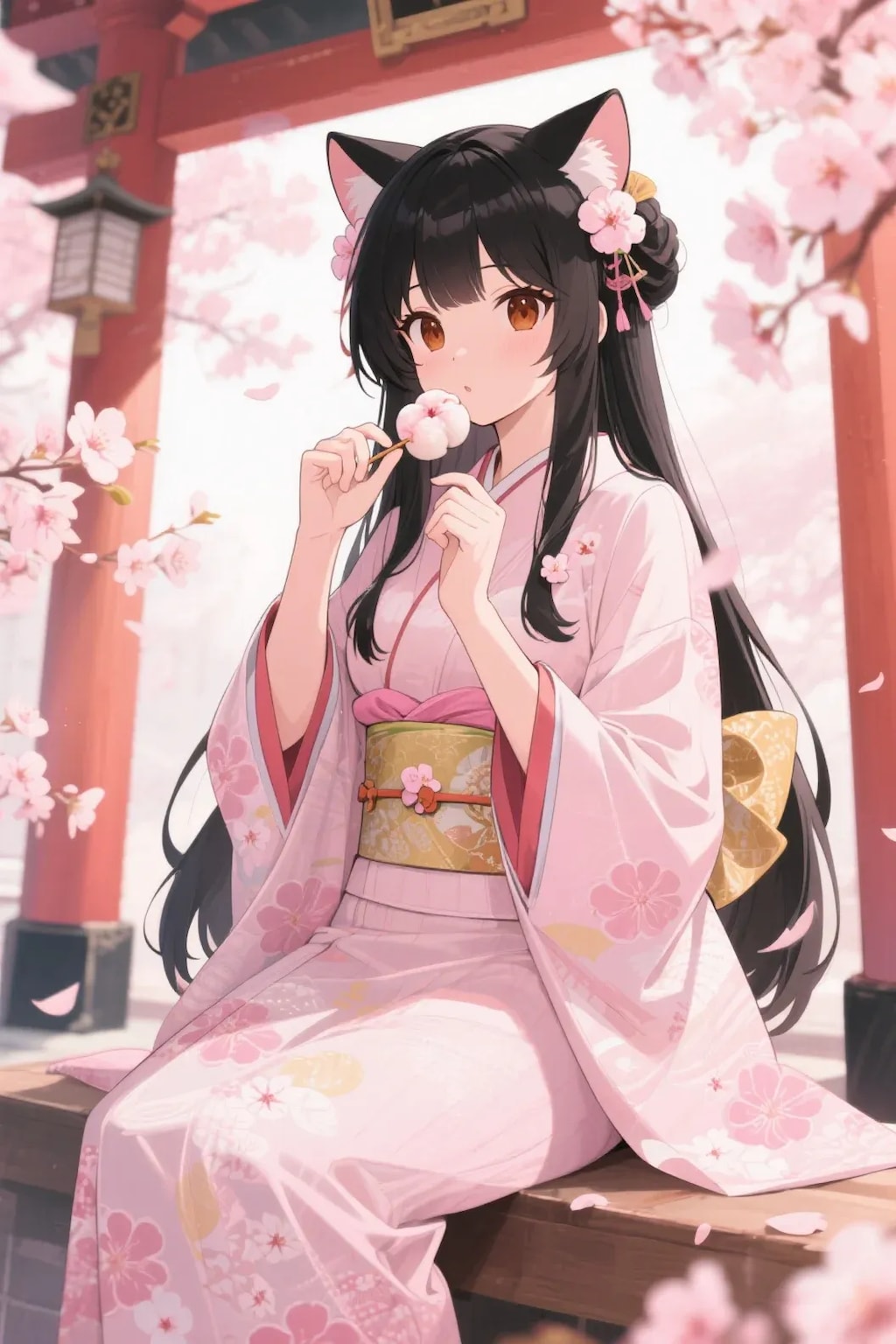 お餅を食べるさくらちゃん