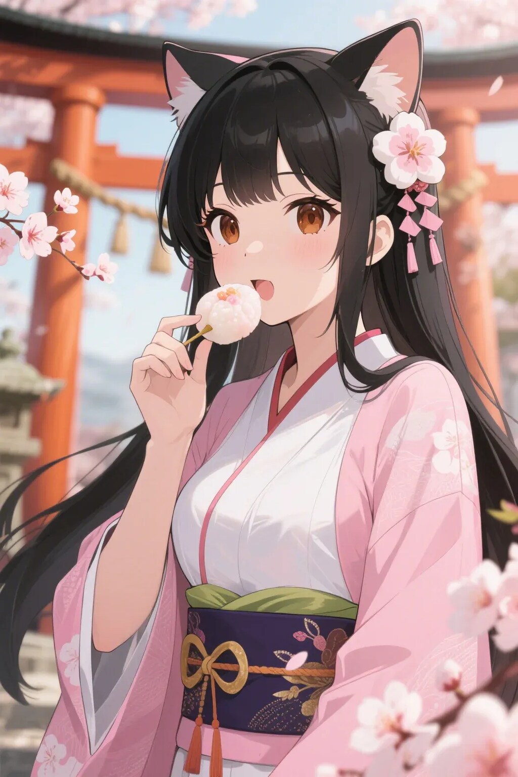 お餅を食べるさくらちゃん