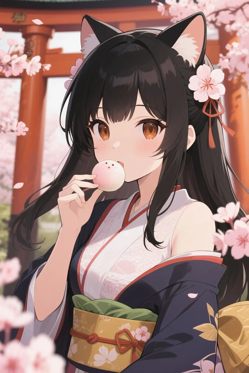 お餅を食べるさくらちゃん