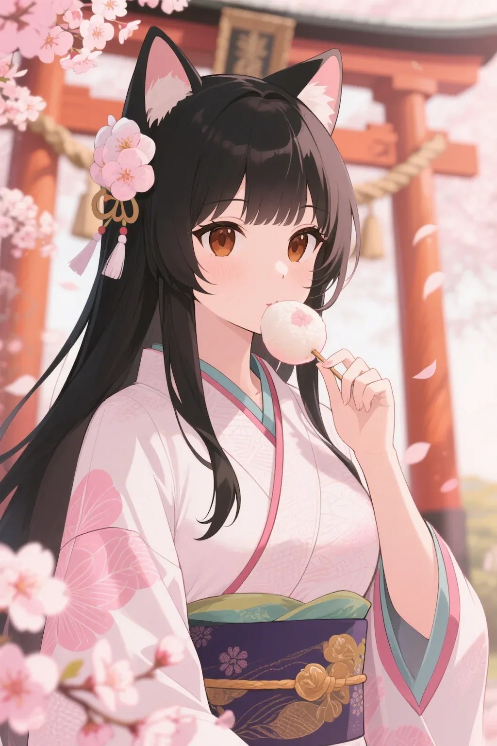 お餅を食べるさくらちゃん