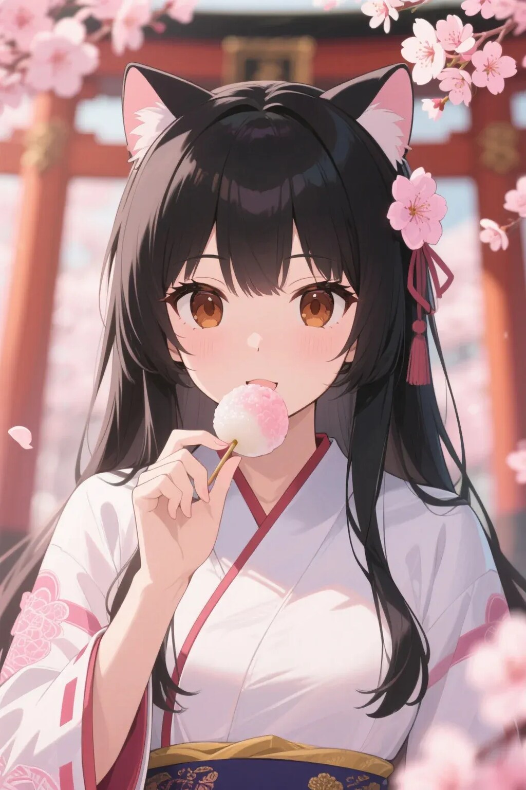 お餅を食べるさくらちゃん