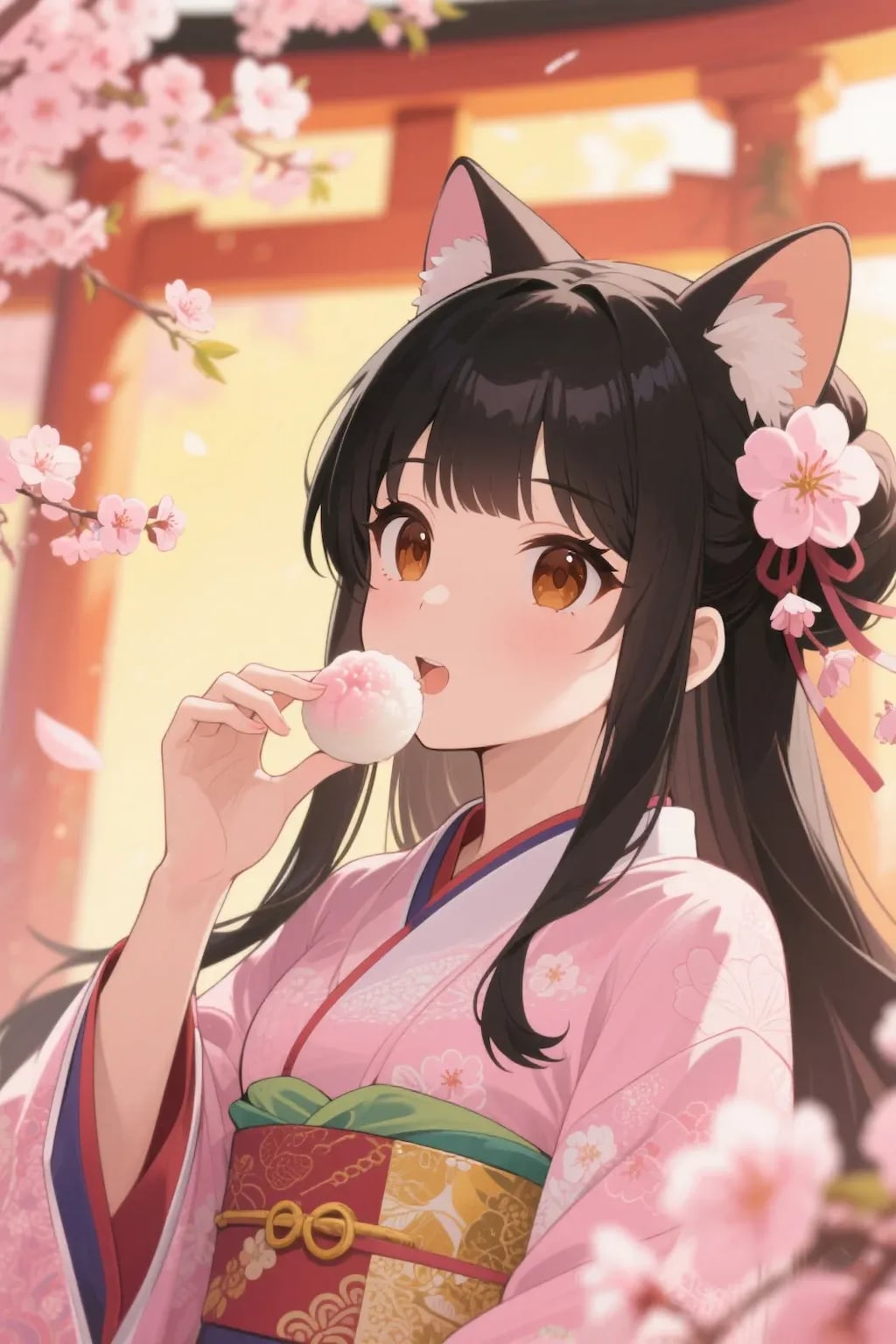 お餅を食べるさくらちゃん