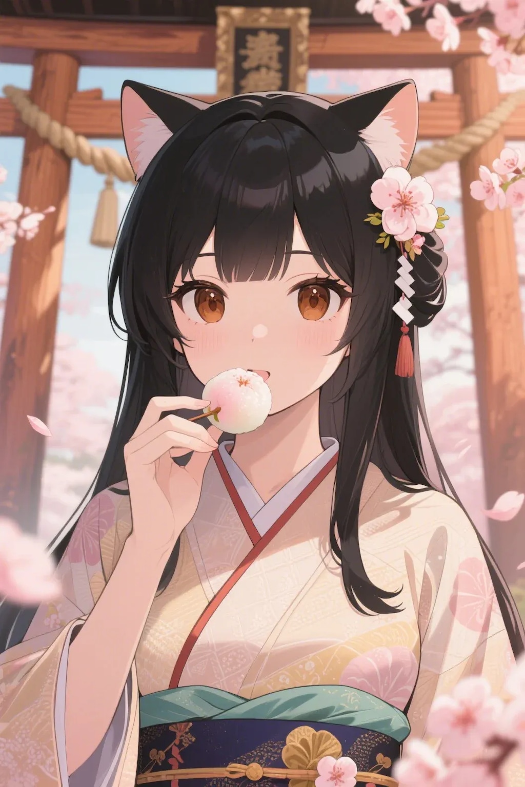 お餅を食べるさくらちゃん