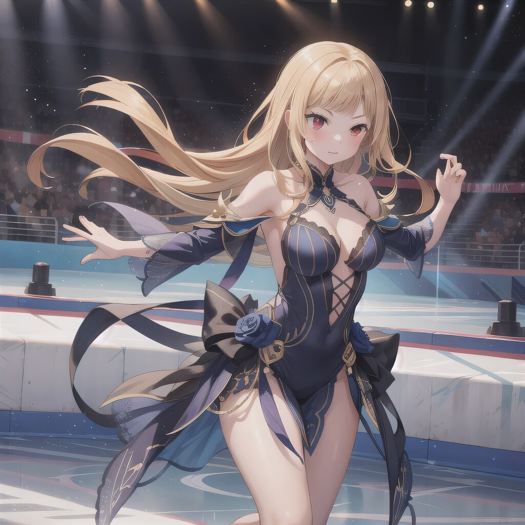 金髪ロングでアイススケートの少女６