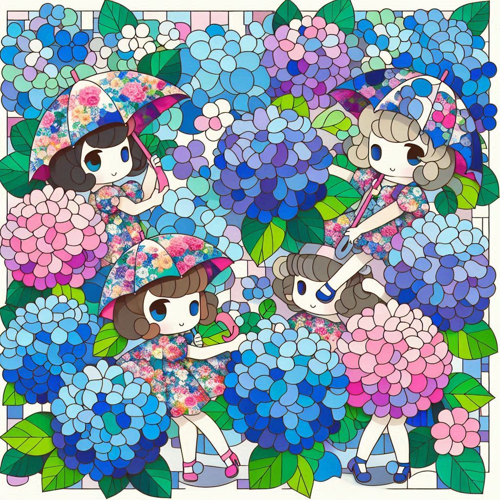 私と傘と紫陽花と