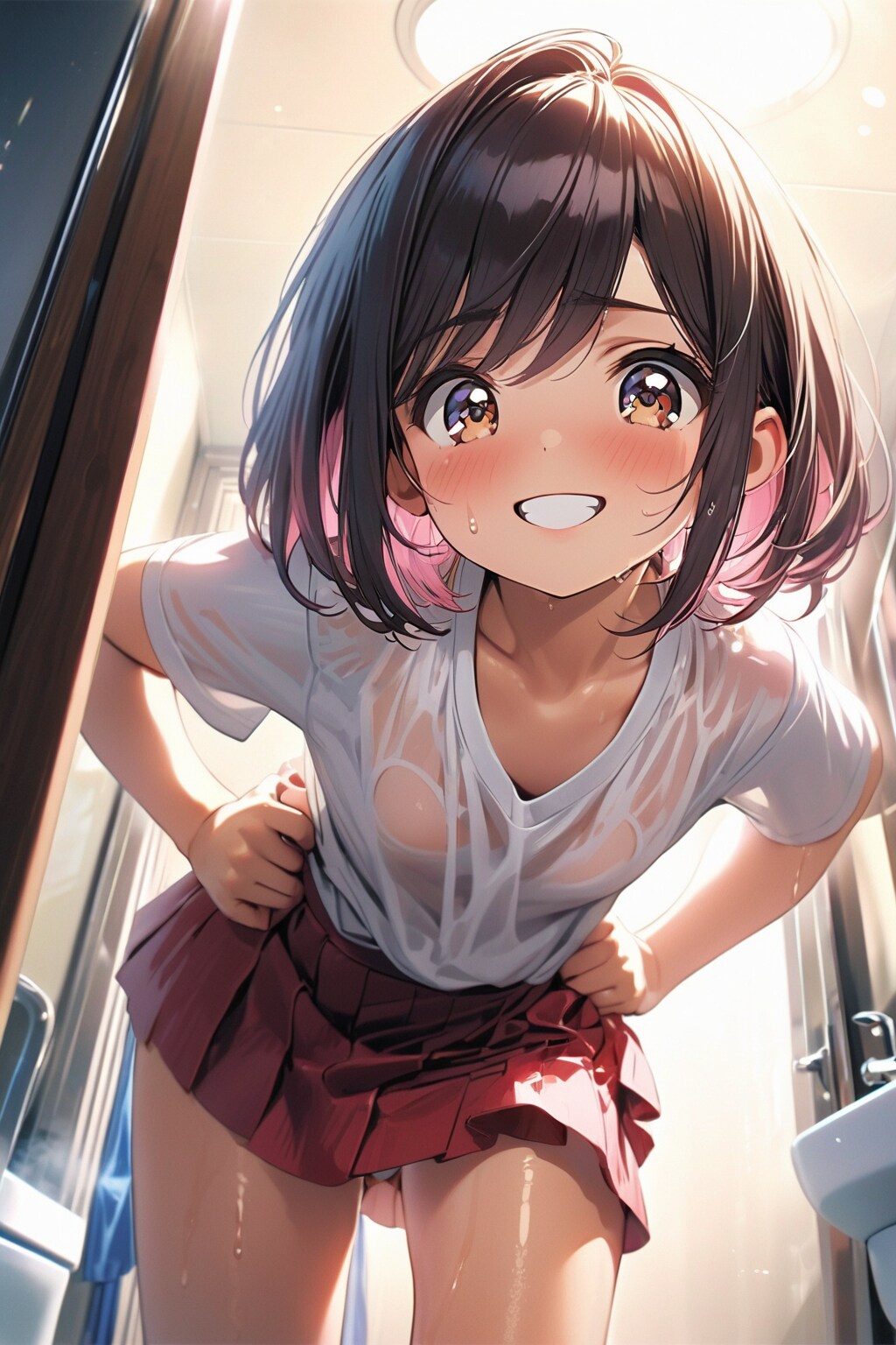 「ほら、早くお風呂入んなきゃ風邪ひいちゃうよ」-夕立のあと、脱衣所にて-