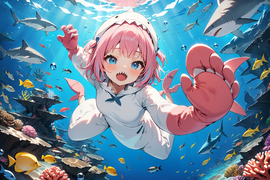 サメ中島海に潜る