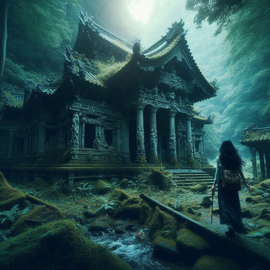 遺跡と黒髪少女