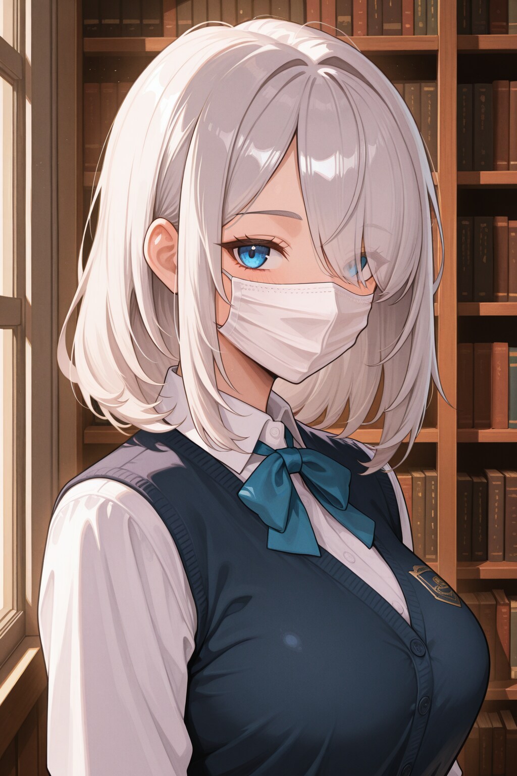 銀髪目隠れの女の子