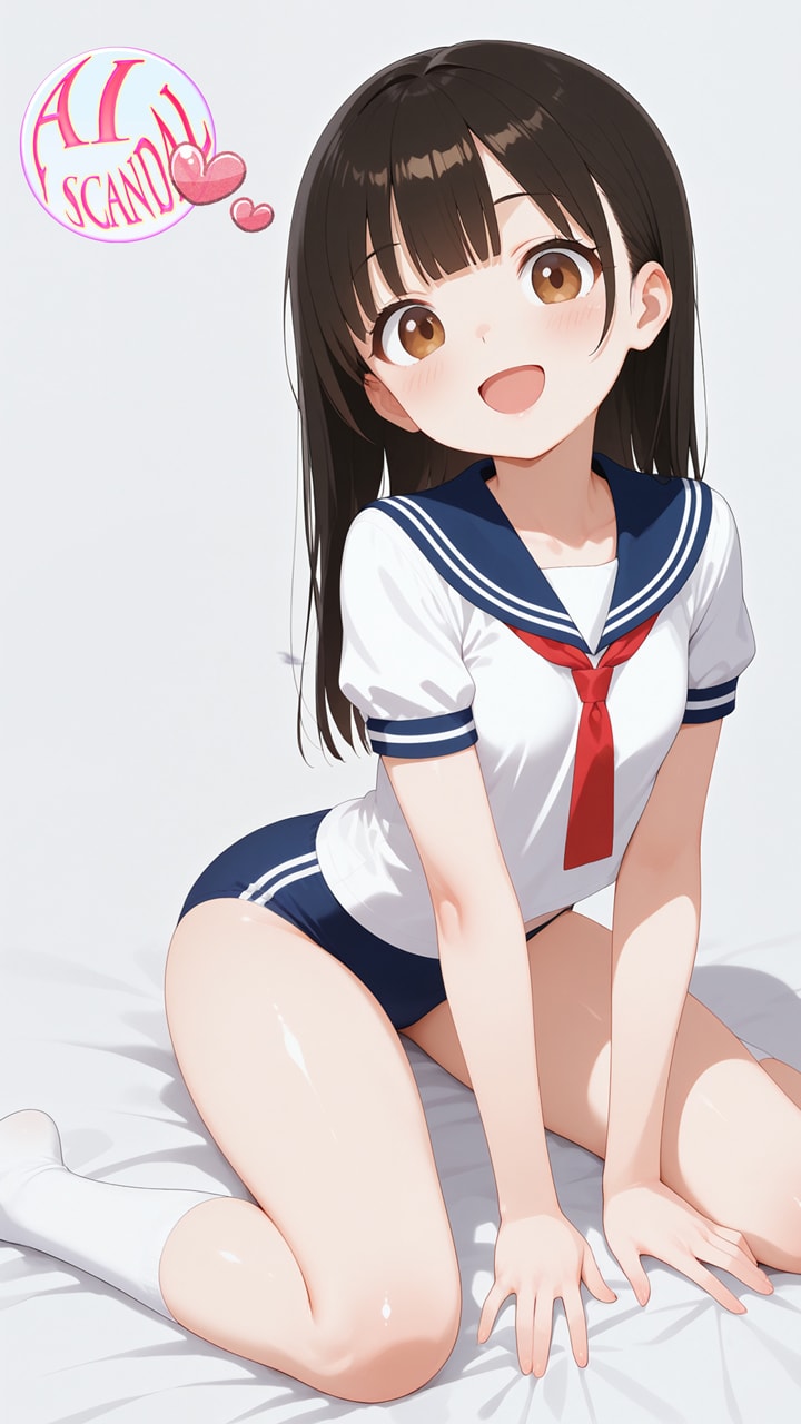 彼女とと二人っきりの秘密の時間 vol.1 つるぺた×制服×ブルマ | の人気AIイラスト・グラビア