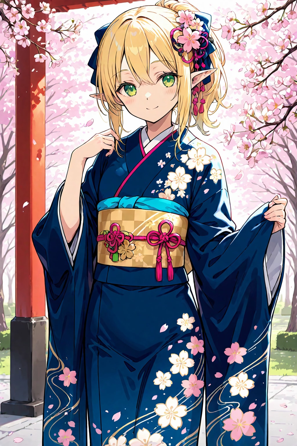 振袖姿のエルフ