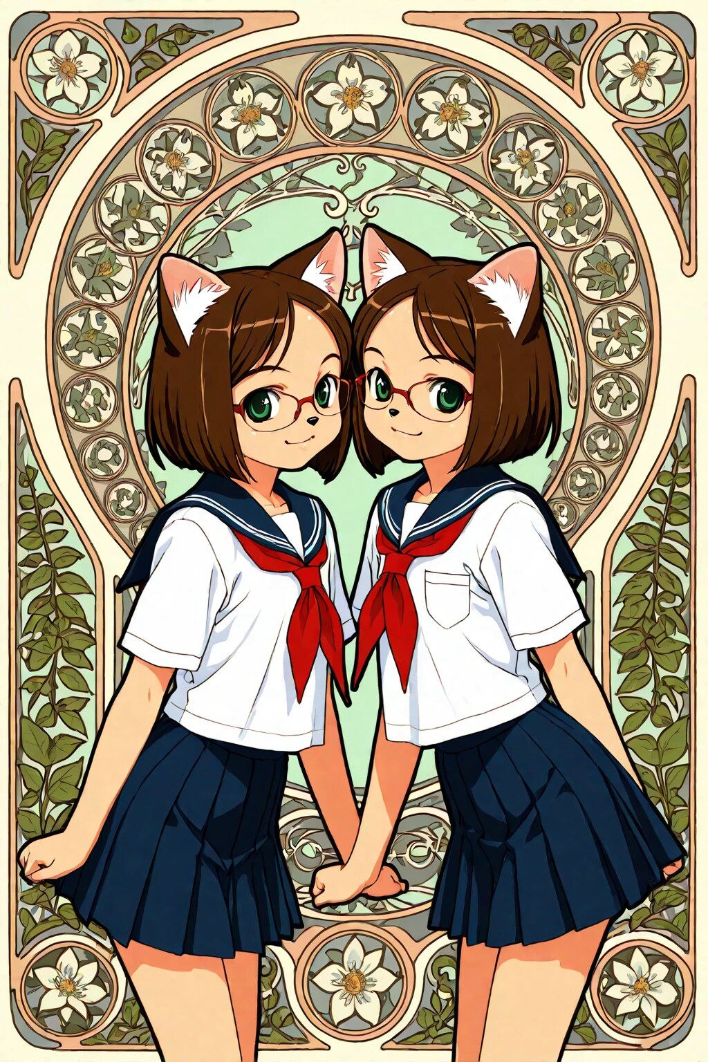 アール・ヌーヴォー制服猫娘 | の人気AIイラスト・グラビア